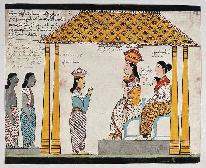 Framed Print : The representative of the people of Jetuttara requests Prince Vessantara to leave the city, 1815. Creator: Unknown Framed Print : The representative of the people of Jetuttara requests Prince Vessantara to leave the city, 1815. Creator: Unknown