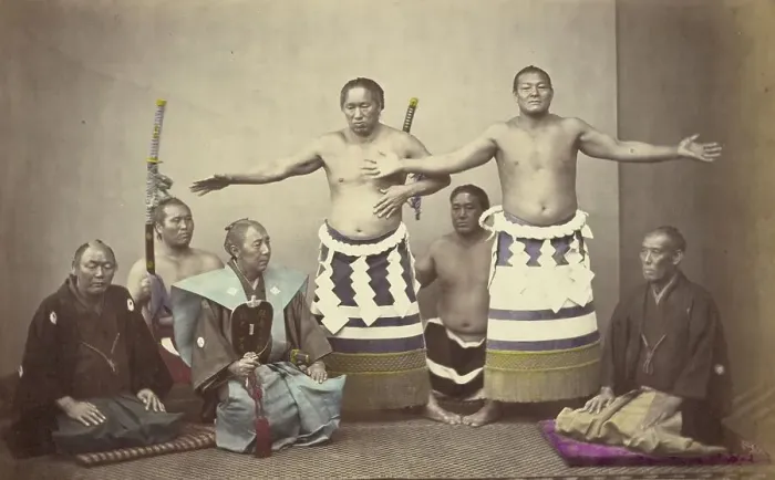 Framed Print : Representatives of Nio, the Japanese Hercules, 1866-1867. Creator: Felice Beato Framed Print : Representatives of Nio, the Japanese Hercules, 1866-1867. Creator: Felice Beato