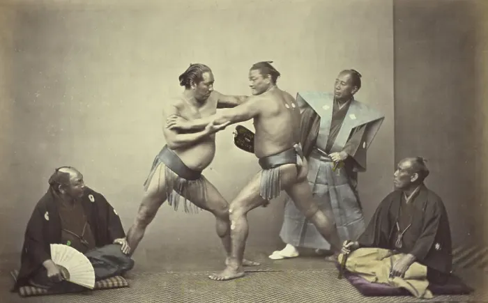 Framed Print : Representatives of Nio, the Japanese Hercules, 1866-1867. Creator: Felice Beato Framed Print : Representatives of Nio, the Japanese Hercules, 1866-1867. Creator: Felice Beato