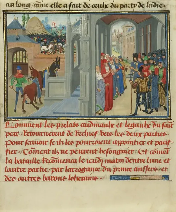 Framed Print : The Representatives of the Pope Attempting to Reconcile the... written 1463-5; illuminated 1467-72. Creators: Loyset Liedet, Pol Fruit Framed Print : The Representatives of the Pope Attempting to Reconcile the... written 1463-5; illuminated 1467-72. Creators: Loyset Liedet, Pol Fruit