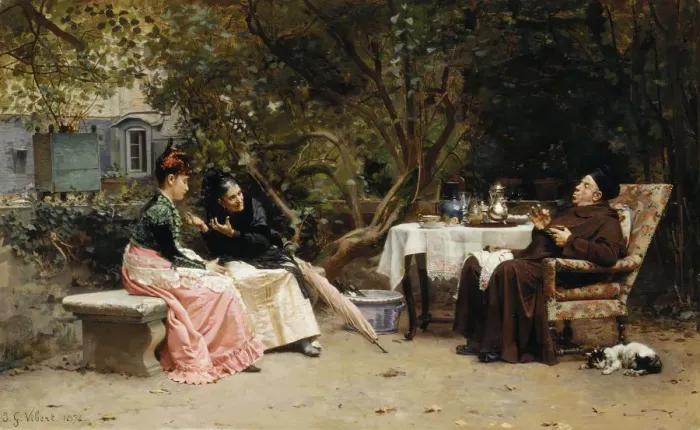Framed Print : The Reprimand, 1874. Creator: Jehan Georges Vibert Framed Print : The Reprimand, 1874. Creator: Jehan Georges Vibert