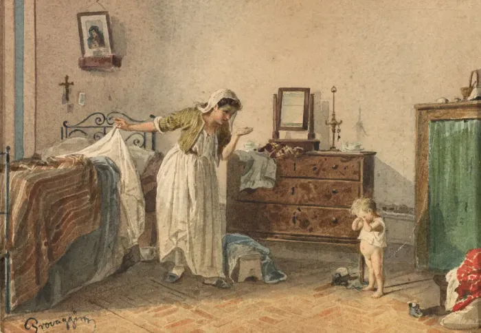 Framed Print : Reprimand, 19th century. Creator: Cesare Provaggi Framed Print : Reprimand, 19th century. Creator: Cesare Provaggi