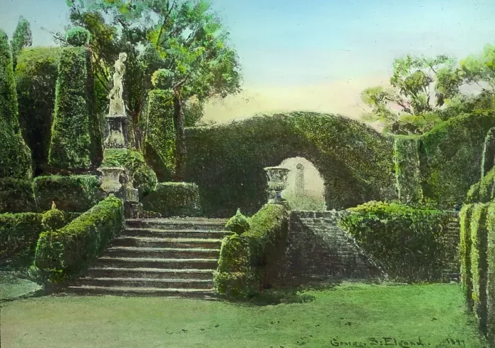 Framed Print : Reproduction of illustration: The Terrace, Brockenhurst, between 1915 and 1925. Creator: Frances Benjamin Johnston Framed Print : Reproduction of illustration: The Terrace, Brockenhurst, between 1915 and 1925. Creator: Frances Benjamin Johnston