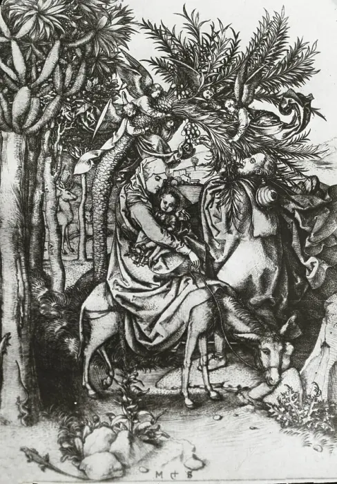 Framed Print : Reproduction of print: Flight into Egypt, between 1915 and 1925. Creator: Martin Schongauer Framed Print : Reproduction of print: Flight into Egypt, between 1915 and 1925. Creator: Martin Schongauer