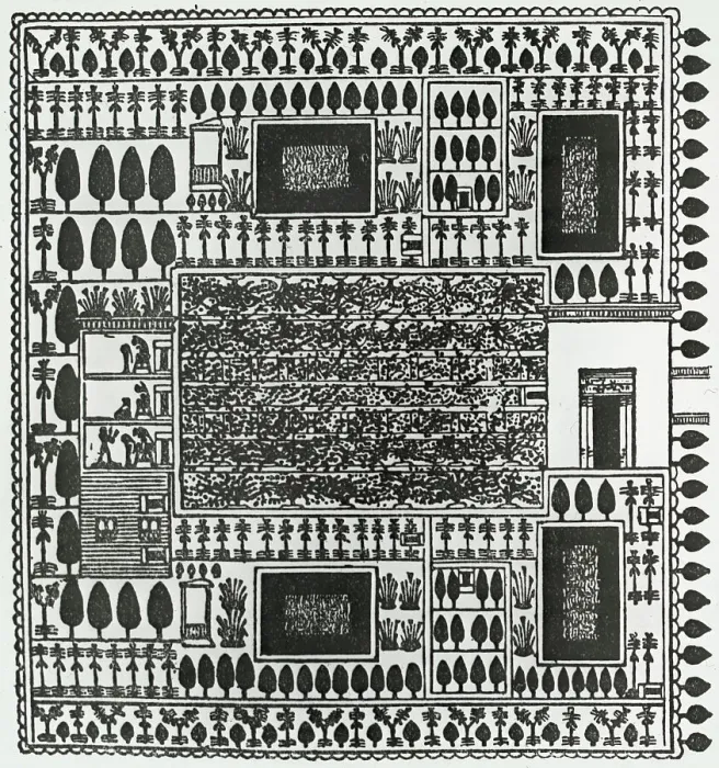 Framed Print : Reproduction of print showing Egyptian garden plan, between 1915 and 1925. Creator: Frances Benjamin Johnston Framed Print : Reproduction of print showing Egyptian garden plan, between 1915 and 1925. Creator: Frances Benjamin Johnston