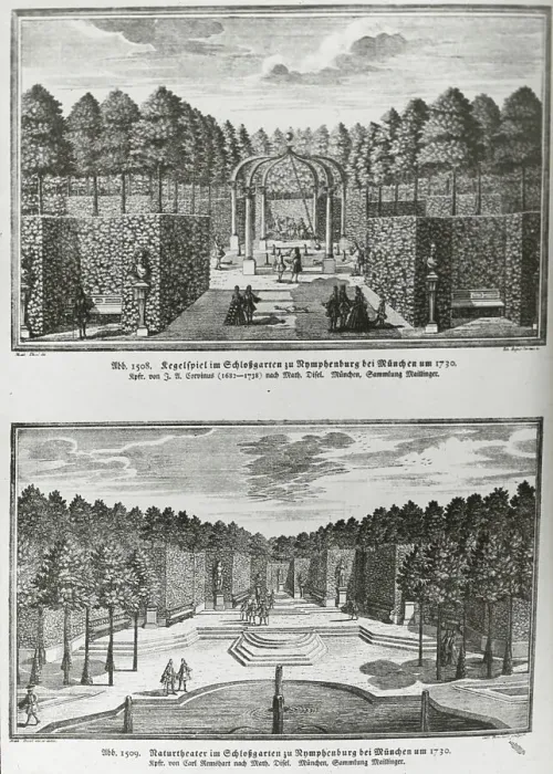 Framed Print : Reproduction of print showing Regelspeil and theater in Nymphenberg garden, Munich... c1915 - 1925 Creator: Frances Benjamin Johnston Framed Print : Reproduction of print showing Regelspeil and theater in Nymphenberg garden, Munich... c1915 - 1925 Creator: Frances Benjamin Johnston