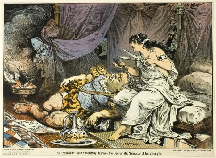 Framed Print : The Republican Dalilah Stealthily deprives the Democratic Sampson Framed Print : The Republican Dalilah Stealthily deprives the Democratic Sampson