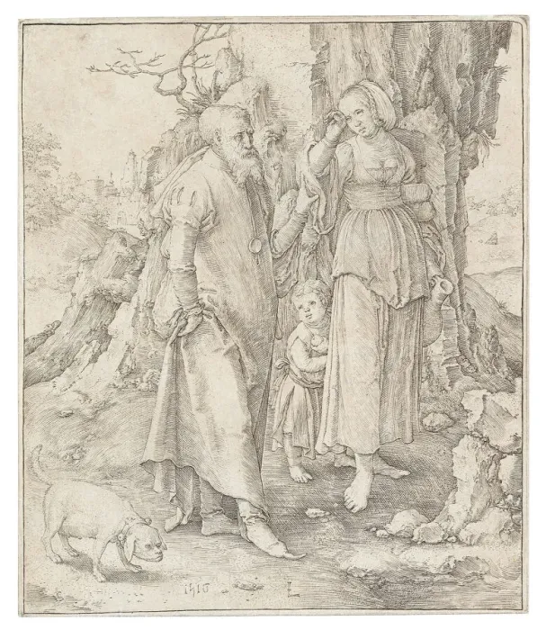 Framed Print : The Repudiation of Hagar, 1516. Creator: Leyden, Lucas, van (1489 / 94-1533) Framed Print : The Repudiation of Hagar, 1516. Creator: Leyden, Lucas, van (1489 / 94-1533)