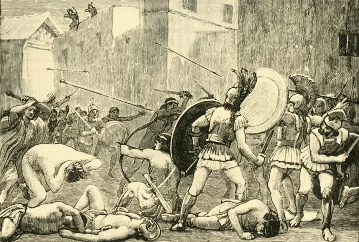 Framed Print : Repulse of Pyrrhus from Sparta, 1890. Creator: Unknown Framed Print : Repulse of Pyrrhus from Sparta, 1890. Creator: Unknown