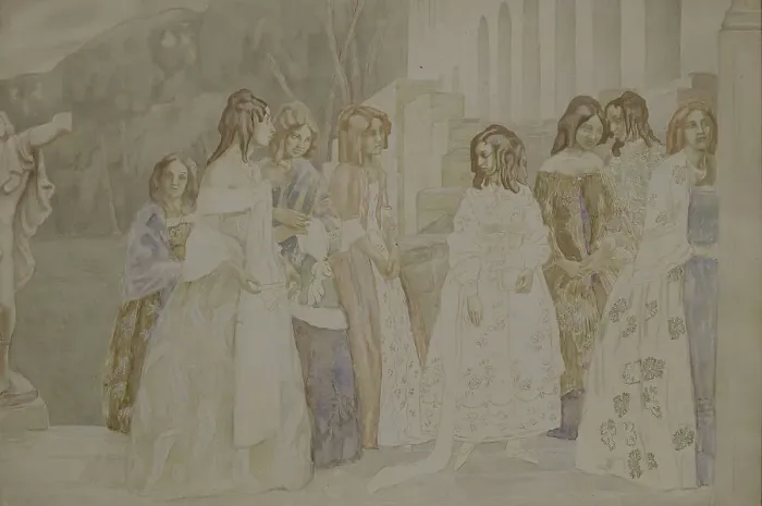 Framed Print : Requiem, 1905. Artist: Borisov-Musatov, Viktor Elpidiforovich (1870-1905) Framed Print : Requiem, 1905. Artist: Borisov-Musatov, Viktor Elpidiforovich (1870-1905)