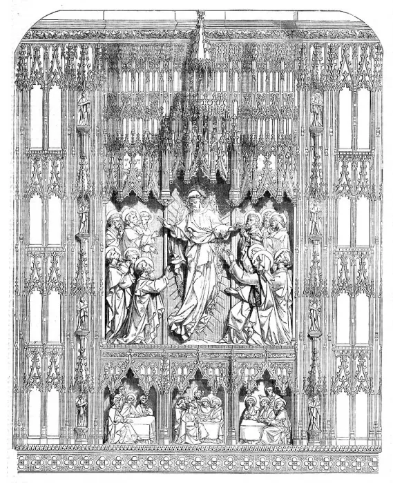 Framed Print : The Reredos in the Cloister of Sherborne Minster, 1858. Creator: Unknown Framed Print : The Reredos in the Cloister of Sherborne Minster, 1858. Creator: Unknown