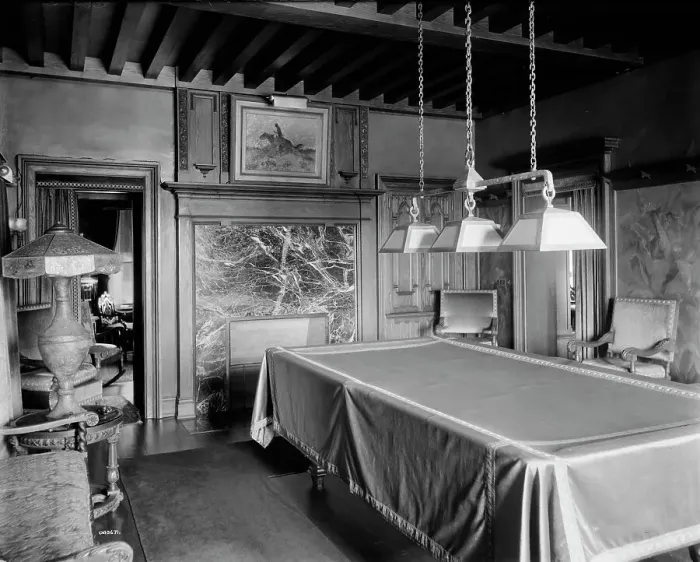 Framed Print : Res. of A. Buhl, Iroquois Avenue, billiard room, Detroit, Mich. between 1905 and 1915. Creator: Unknown Framed Print : Res. of A. Buhl, Iroquois Avenue, billiard room, Detroit, Mich. between 1905 and 1915. Creator: Unknown