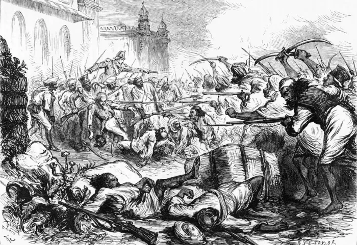 Framed Print : Rescue of Cheyte Sing: Attack on the Sepoys, c1891. Creator: James Grant Framed Print : Rescue of Cheyte Sing: Attack on the Sepoys, c1891. Creator: James Grant