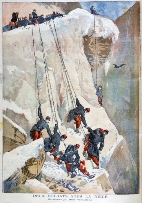 Framed Print : The rescue of two French soldiers after an avalanche, 1894 Framed Print : The rescue of two French soldiers after an avalanche, 1894