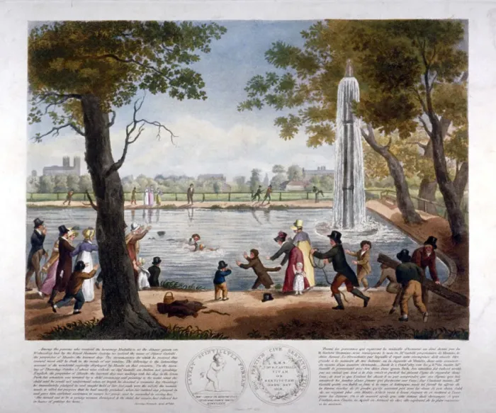 Framed Print : Rescue in Green Park, Westminster, London, 1817 Framed Print : Rescue in Green Park, Westminster, London, 1817