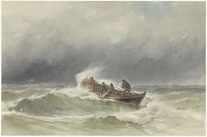 Framed Print : Rescue at sea, 1838-1892. Creator: Jacob Eduard van Heemskerck van Beest Framed Print : Rescue at sea, 1838-1892. Creator: Jacob Eduard van Heemskerck van Beest