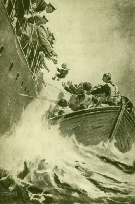 Framed Print : A Rescue at Sea, c1930. Creator: Unknown Framed Print : A Rescue at Sea, c1930. Creator: Unknown