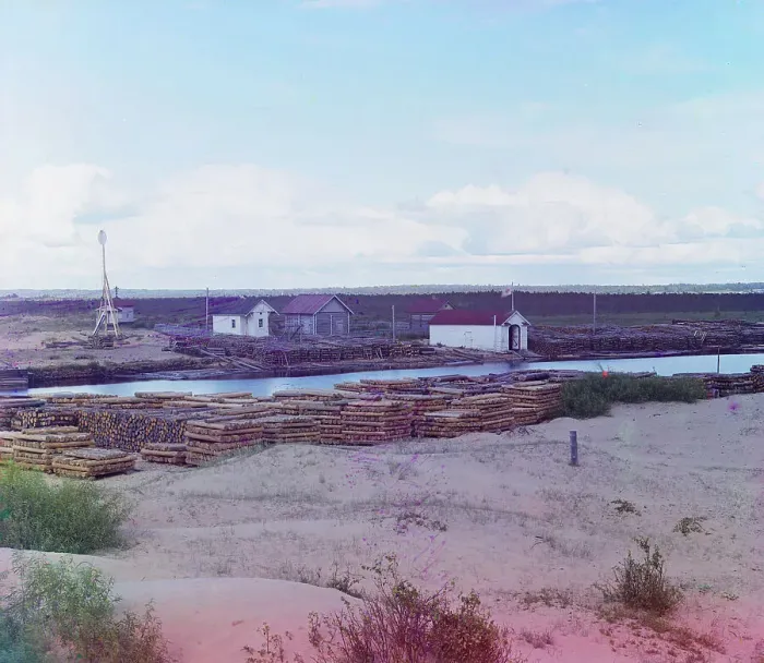 Framed Print : Rescue station on Onega Lake [Russian Empire], 1909. Creator: Sergey Mikhaylovich Prokudin-Gorsky