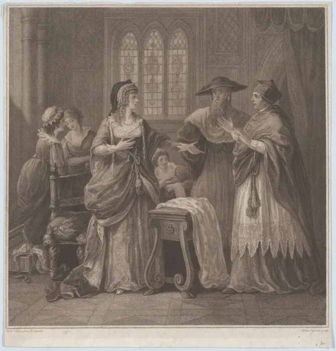 Framed Print : The Resentment of Queen Catherine (Paul de Rapin, History of England), 1790. Creator: John Ogborne Framed Print : The Resentment of Queen Catherine (Paul de Rapin, History of England), 1790. Creator: John Ogborne