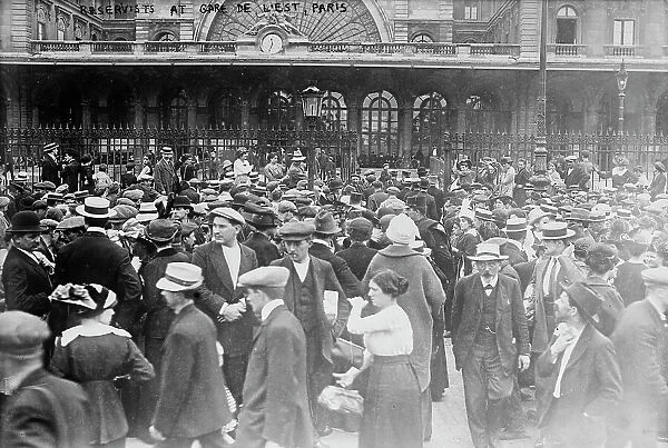 Reservists at Gare de l'Est, Paris, 1914. Creator: Bain News Service