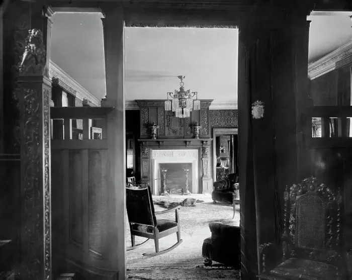 Framed Print : Residence of A. Buhl, Iroquois Avenue, hall and parlor, Detroit, Mich. between 1905 and 1915. Creator: Unknown Framed Print : Residence of A. Buhl, Iroquois Avenue, hall and parlor, Detroit, Mich. between 1905 and 1915. Creator: Unknown