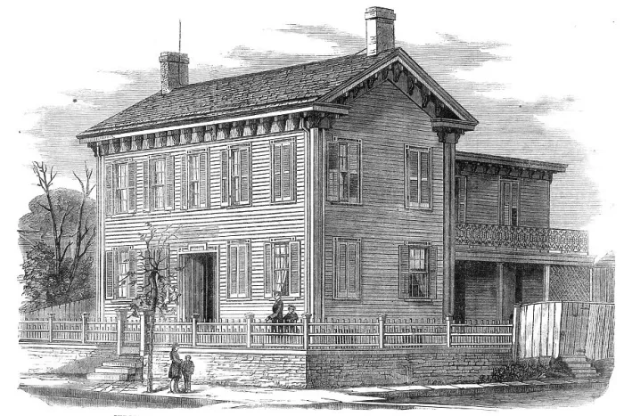 Framed Print : The residence of Abraham Lincoln, at Springfield, Illinois... 1860. Creator: Unknown Framed Print : The residence of Abraham Lincoln, at Springfield, Illinois... 1860. Creator: Unknown