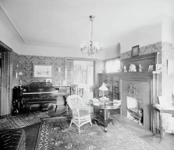 Framed Print : Residence of Albert E. Silk, reception room, Detroit, Mich. between 1900 and 1910. Creator: Unknown Framed Print : Residence of Albert E. Silk, reception room, Detroit, Mich. between 1900 and 1910. Creator: Unknown