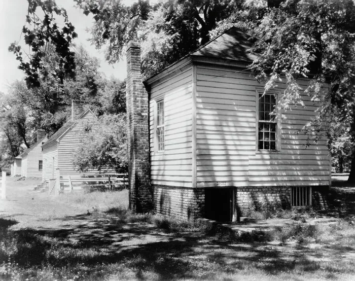 Framed Print : Residence, cabin, on James River, Tuckahoe Plantation, Goochland County... between c1905 and c1933. Creator: Frances Benjamin Johnston Framed Print : Residence, cabin, on James River, Tuckahoe Plantation, Goochland County... between c1905 and c1933. Creator: Frances Benjamin Johnston