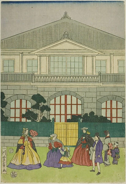 Residence of French Merchant at Port of Yokohama (Yokohama ko Furansu shokan no zu), 1866