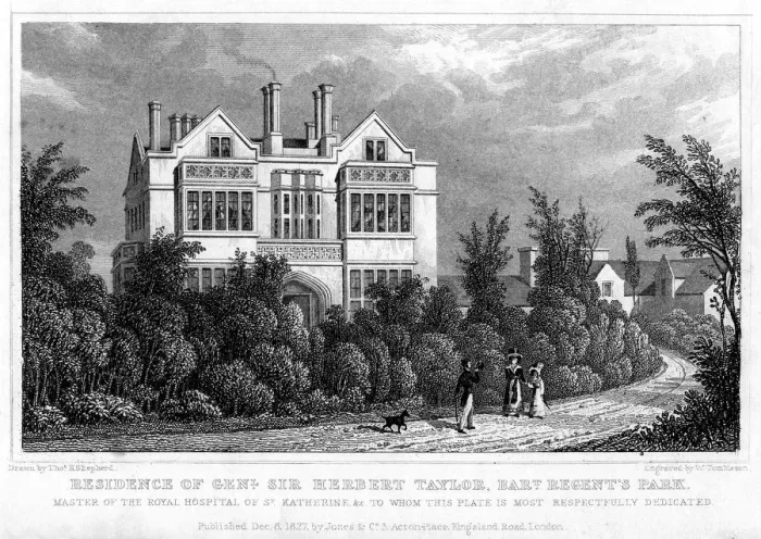 Framed Print : Residence of General Sir Herbert Taylor, Baronet, Regents Park, London, 1827. Artist: William Tombleson Framed Print : Residence of General Sir Herbert Taylor, Baronet, Regents Park, London, 1827. Artist: William Tombleson