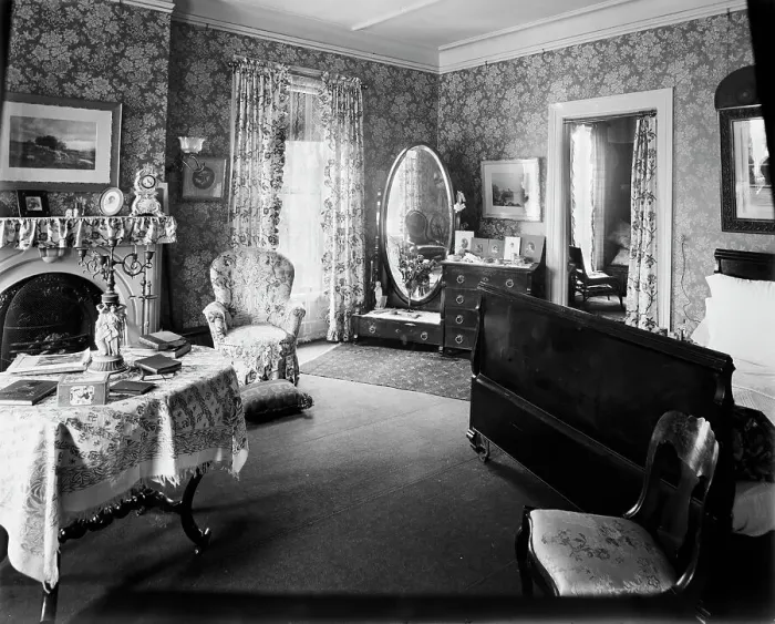 Framed Print : Residence of Mrs. H.C. Parke, bedroom, Detroit, Mich. between 1900 and 1910. Creator: Unknown Framed Print : Residence of Mrs. H.C. Parke, bedroom, Detroit, Mich. between 1900 and 1910. Creator: Unknown