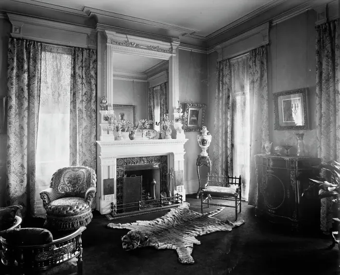 Framed Print : Residence of Mrs. H.C. Parke, parlor, Detroit, Mich. between 1900 and 1910. Creator: Unknown Framed Print : Residence of Mrs. H.C. Parke, parlor, Detroit, Mich. between 1900 and 1910. Creator: Unknown