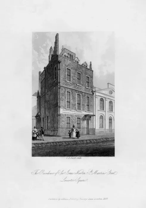 Framed Print : The residence of Sir Isaac Newton, St Martins Street, Leicester Square, 1840. Artist: C J Smith Framed Print : The residence of Sir Isaac Newton, St Martins Street, Leicester Square, 1840. Artist: C J Smith