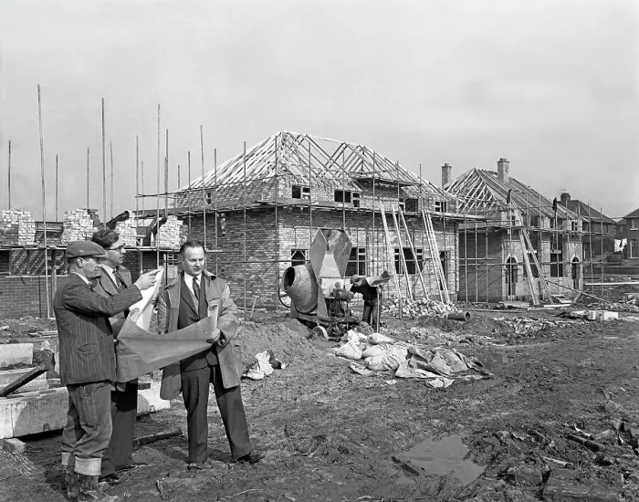 Framed Print : Residential house construction, South Yorkshire, early 1960s. Artist: Michael Walters Framed Print : Residential house construction, South Yorkshire, early 1960s. Artist: Michael Walters