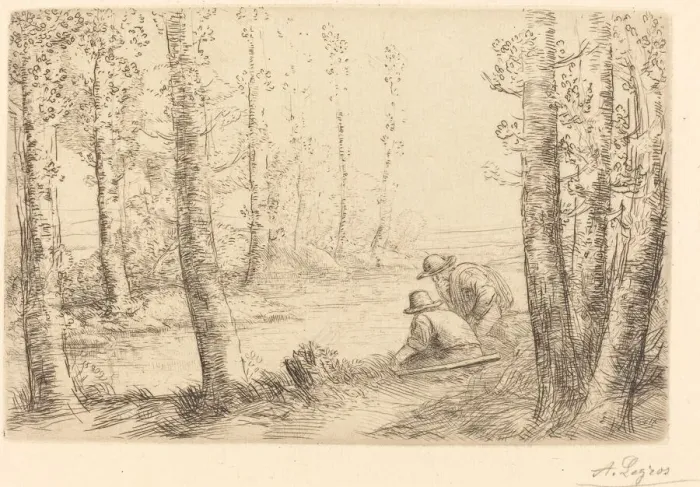 Framed Print : Rest along the Banks of the River (Repos au bord de la riviere). Creator: Alphonse Legros Framed Print : Rest along the Banks of the River (Repos au bord de la riviere). Creator: Alphonse Legros