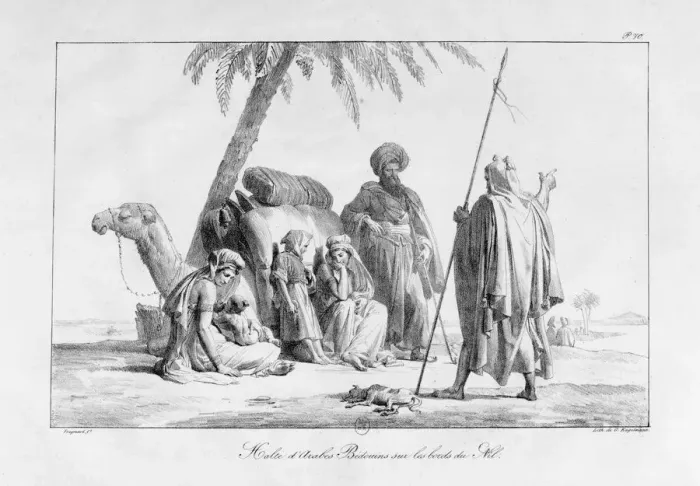 Framed Print : The Rest of the Bedouin Arabs by the Nile, Egypt, 1819. Artist: G Engelmann Framed Print : The Rest of the Bedouin Arabs by the Nile, Egypt, 1819. Artist: G Engelmann