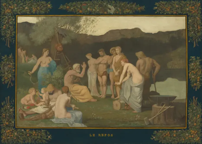 Framed Print : Rest, c. 1863. Creator: Pierre Puvis de Chavannes Framed Print : Rest, c. 1863. Creator: Pierre Puvis de Chavannes