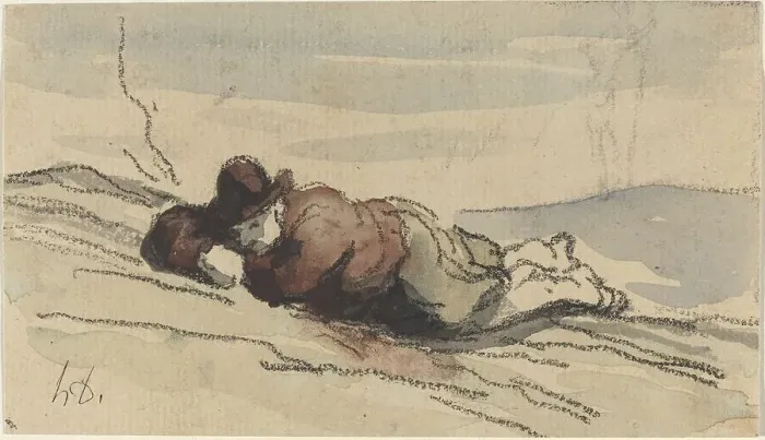 Framed Print : Rest in the Country (Sancho Panza). Creator: Honore Daumier Framed Print : Rest in the Country (Sancho Panza). Creator: Honore Daumier