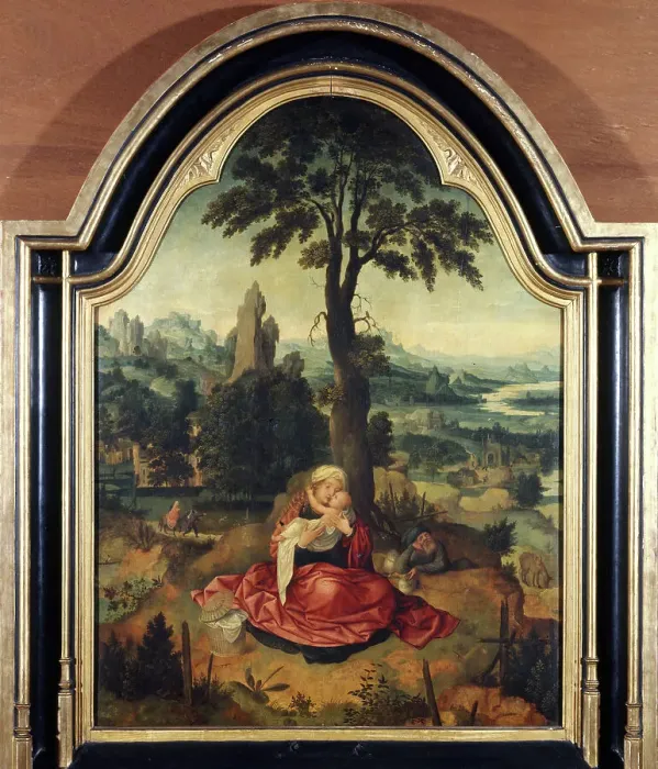 Framed Print : Rest on the Flight into Egypt, between 1500 and 1550. Creator: Joachim Patinir