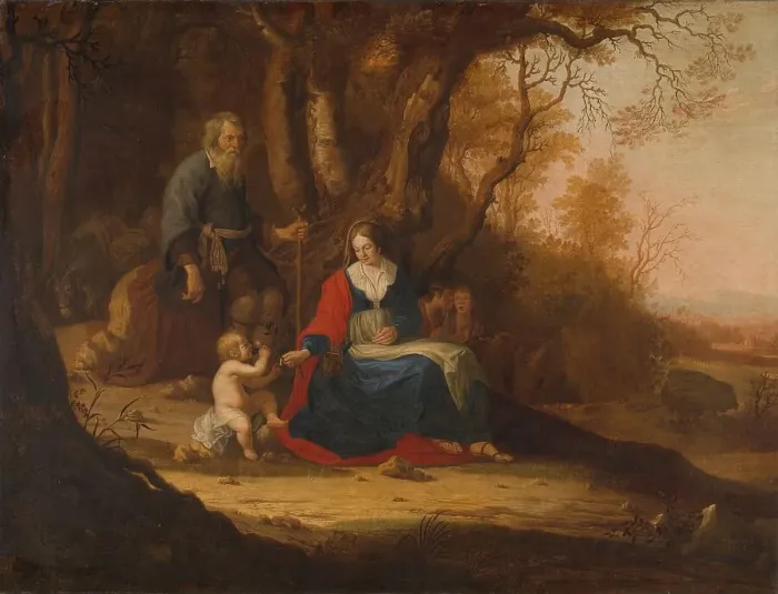 Framed Print : Rest on the Flight into Egypt, 1643. Creator: Paulus van Vianen II Framed Print : Rest on the Flight into Egypt, 1643. Creator: Paulus van Vianen II