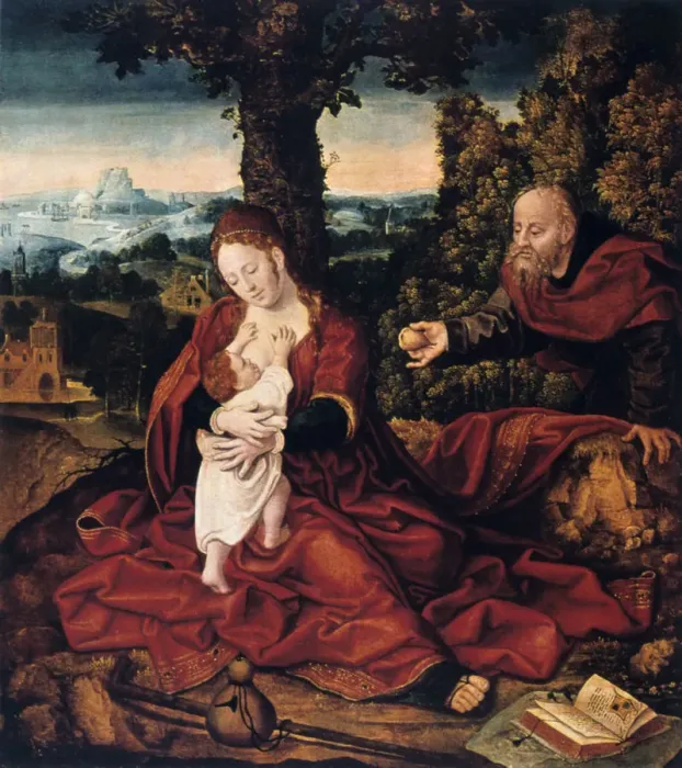 Framed Print : The Rest on the Flight into Egypt, 16th century. Artist: Bernaert van Orley Framed Print : The Rest on the Flight into Egypt, 16th century. Artist: Bernaert van Orley
