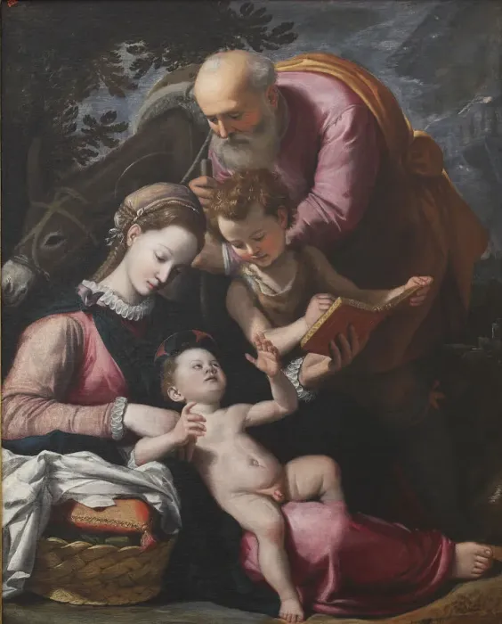 Framed Print : The Rest on the Flight into Egypt, 16th century. Creator: Santi di Tito (1536-1603) Framed Print : The Rest on the Flight into Egypt, 16th century. Creator: Santi di Tito (1536-1603)