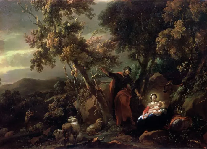 Framed Print : Rest on the Flight into Egypt, 17th century. Artist: Nicolaes Berchem Framed Print : Rest on the Flight into Egypt, 17th century. Artist: Nicolaes Berchem