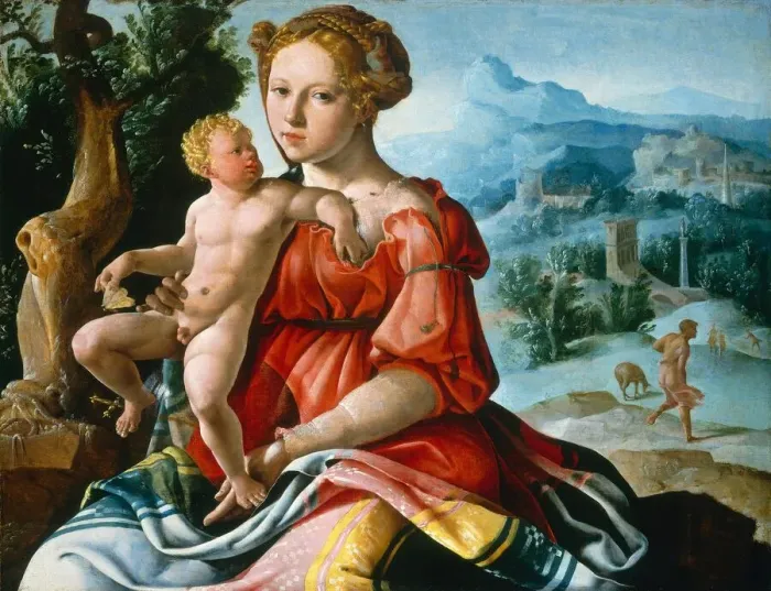 Framed Print : The Rest on the Flight into Egypt, c. 1530. Creator: Maerten van Heemskerck Framed Print : The Rest on the Flight into Egypt, c. 1530. Creator: Maerten van Heemskerck