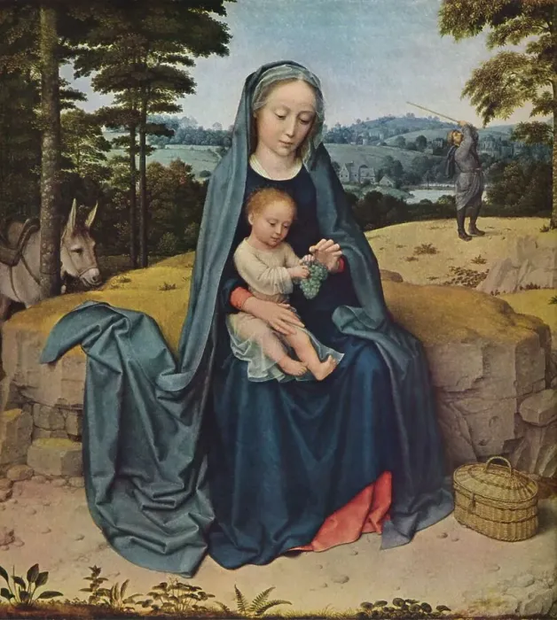 Framed Print : The Rest on the Flight into Egypt, c1510. Artist: Gerard David Framed Print : The Rest on the Flight into Egypt, c1510. Artist: Gerard David