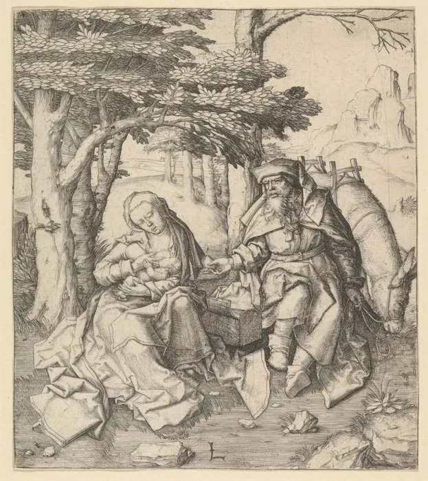 Framed Print : Rest on the Flight Into Egypt, ca. 1506. Creator: Lucas van Leyden Framed Print : Rest on the Flight Into Egypt, ca. 1506. Creator: Lucas van Leyden