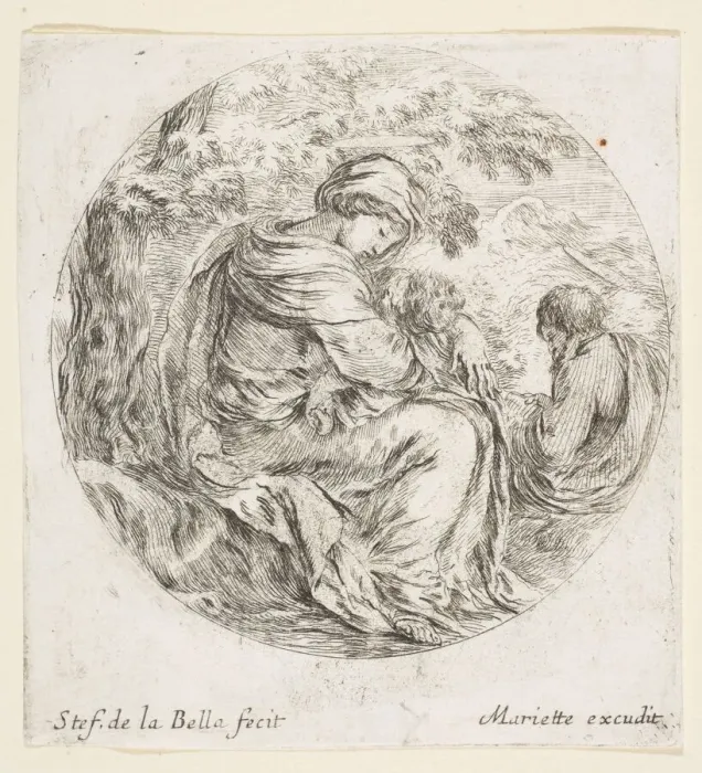 Framed Print : Rest on the Flight into Egypt, ca. 1641. Creator: Stefano della Bella Framed Print : Rest on the Flight into Egypt, ca. 1641. Creator: Stefano della Bella