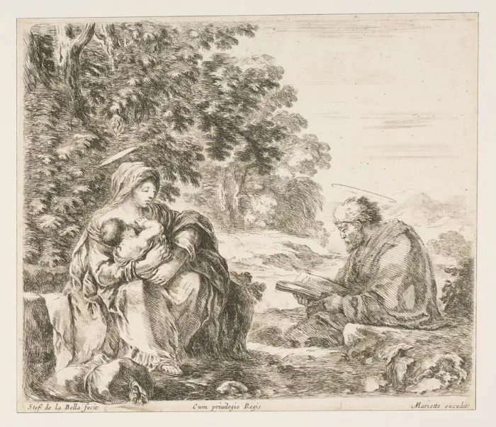 Framed Print : Rest on the Flight into Egypt, ca. 1649. Creator: Stefano della Bella Framed Print : Rest on the Flight into Egypt, ca. 1649. Creator: Stefano della Bella