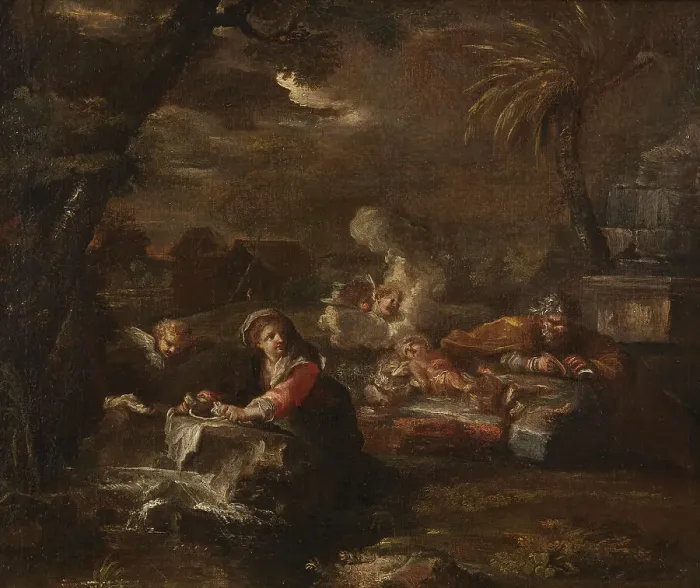 Framed Print : Rest on the Flight into Egypt. Creator: Giovanni Battista Pace Framed Print : Rest on the Flight into Egypt. Creator: Giovanni Battista Pace