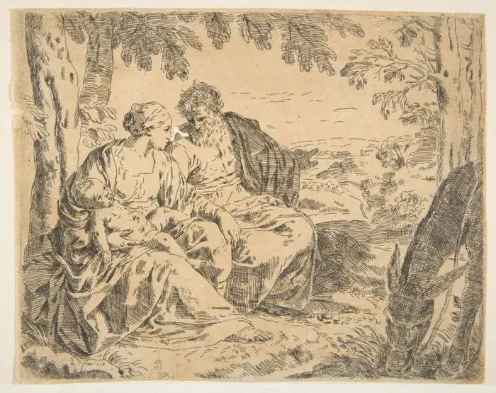 Framed Print : Rest on the flight into Egypt, Mary holding the infant Christ while St... ca Framed Print : Rest on the flight into Egypt, Mary holding the infant Christ while St... ca